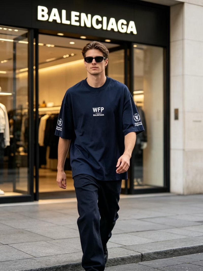 Balenciaga WFP Collaboration Navy T-Shirt view
