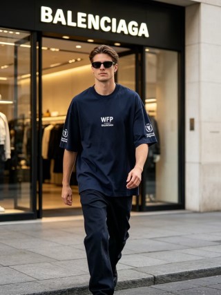 Balenciaga WFP Navy T-Shirt view 2