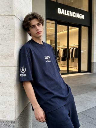 Balenciaga WFP Navy T-Shirt view 3