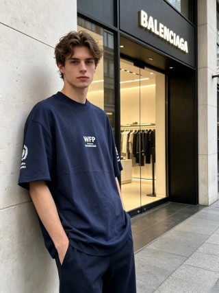 Balenciaga WFP Navy T-Shirt view 5