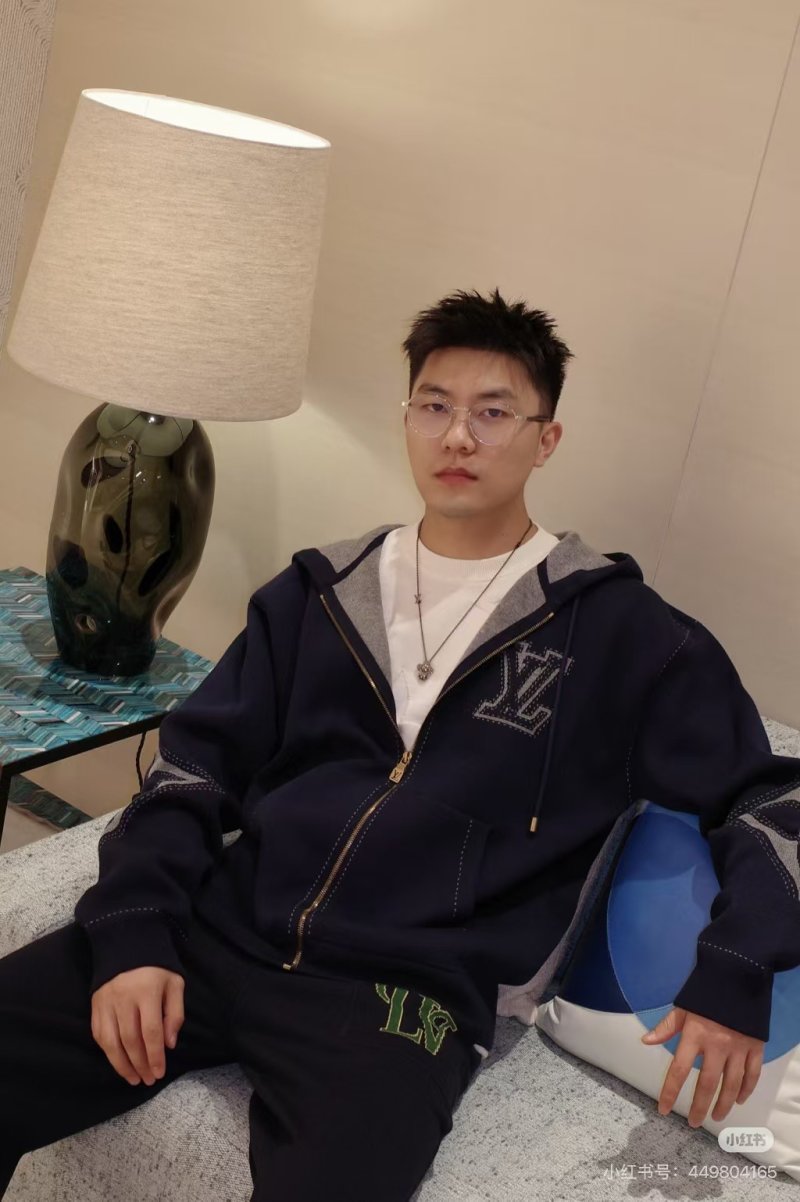 Louis Vuitton Navy Zip Hoodie Jacket with LV Monogram view