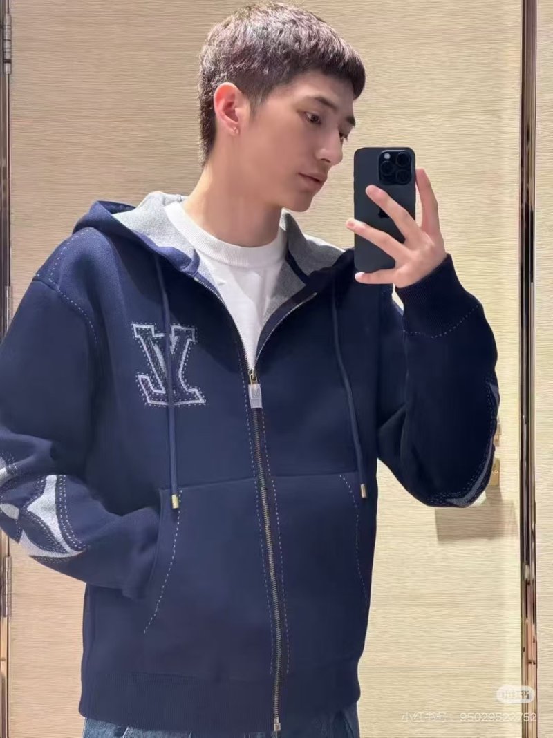 Louis Vuitton Navy Zip Hoodie Jacket with LV Monogram view