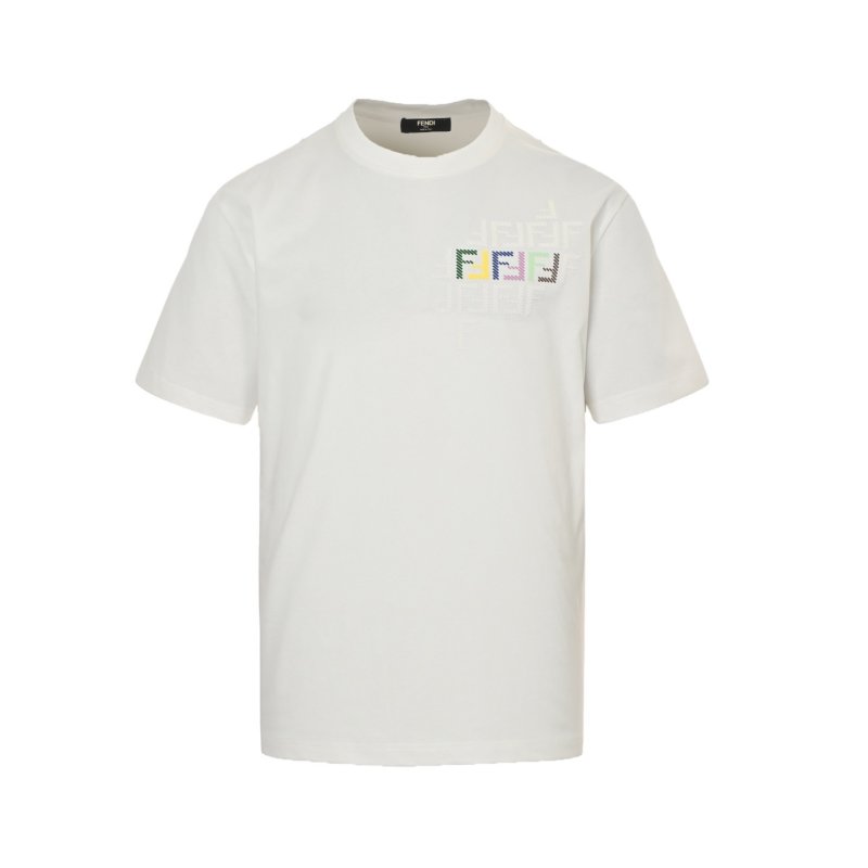 Fendi Multicolor Logo White T-Shirt view