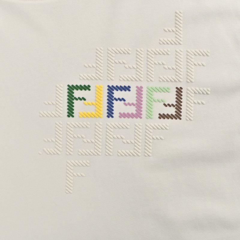 Fendi Multicolor Logo White T-Shirt view