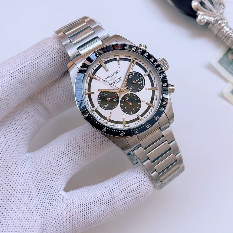 Longines Conquest Chronograph Silver Steel Watch