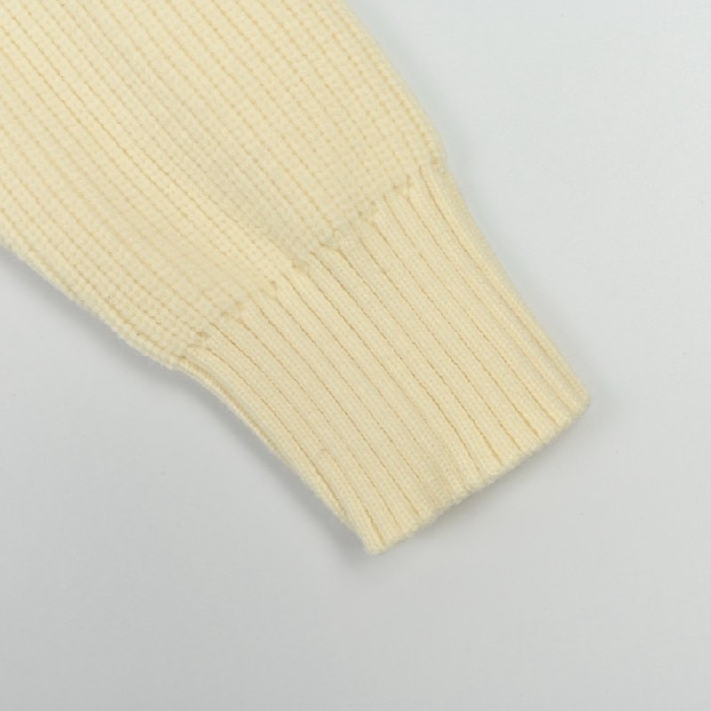 Cream Puffer Down Jacket with Striped Sleeves view