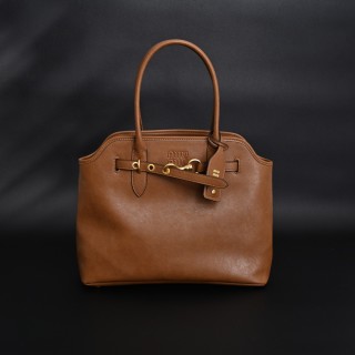 Miu Miu Shell Tote Bag Cognac Brown