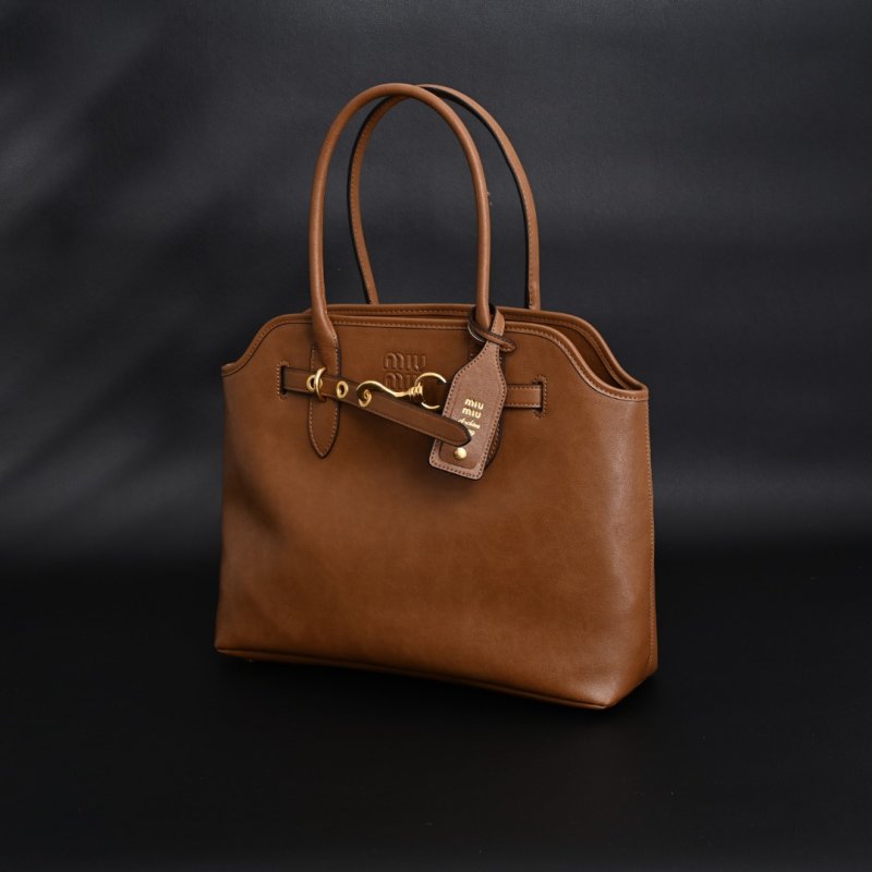 Miu Miu Shell Tote Bag Cognac Brown view