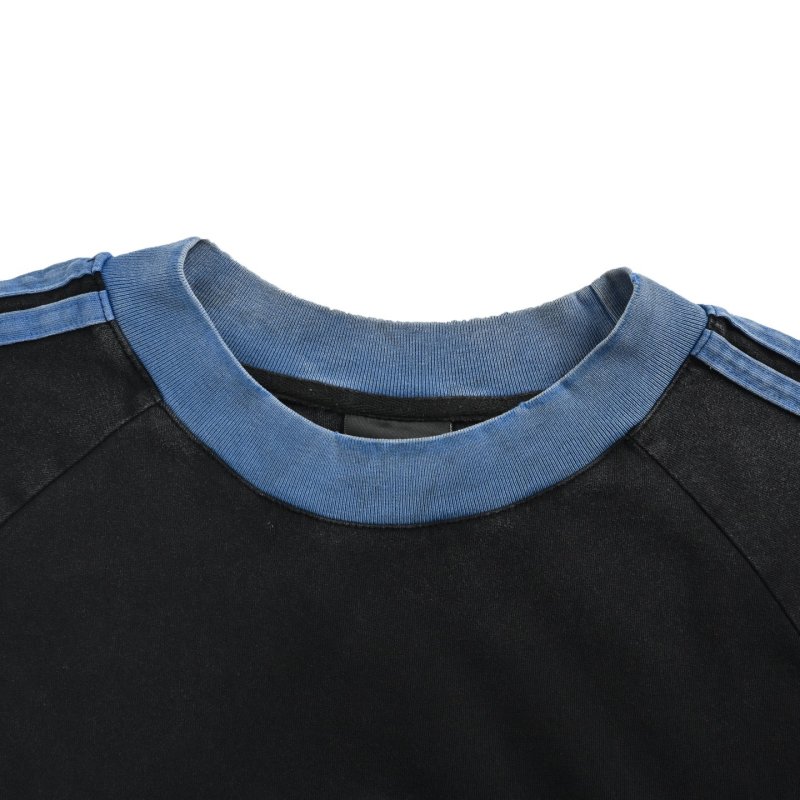 Balenciaga Washed Black Logo T-Shirt with Blue Collar view