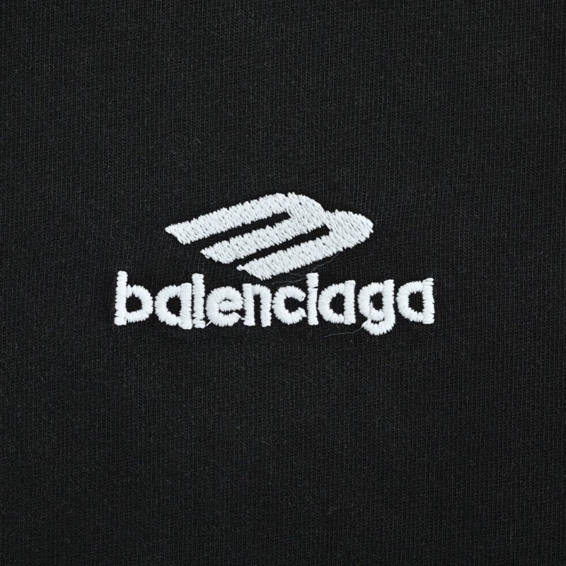 Balenciaga Washed Black Logo T-Shirt with Blue Collar view