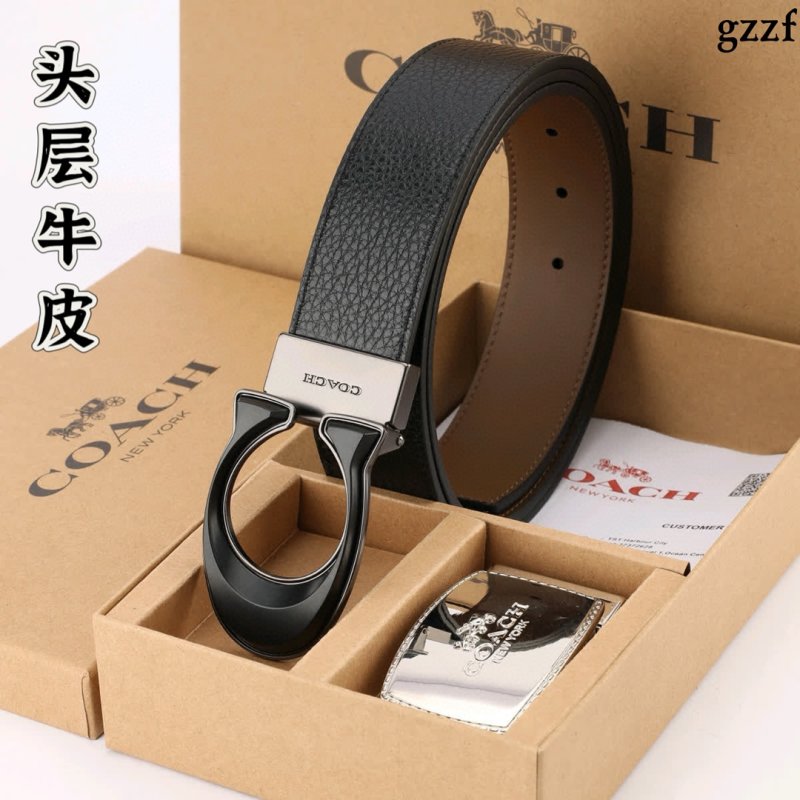 Coach Black Leather Belt with Metal Buckle - 3.8cm Width view