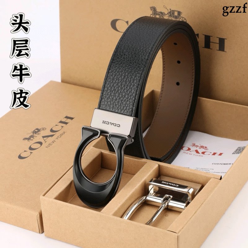 Coach Black Leather Belt with Metal Buckle - 3.8cm Width view