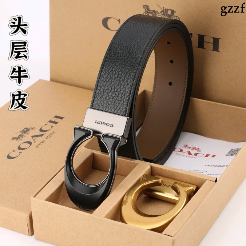 Coach Black Leather Belt with Metal Buckle - 3.8cm Width view