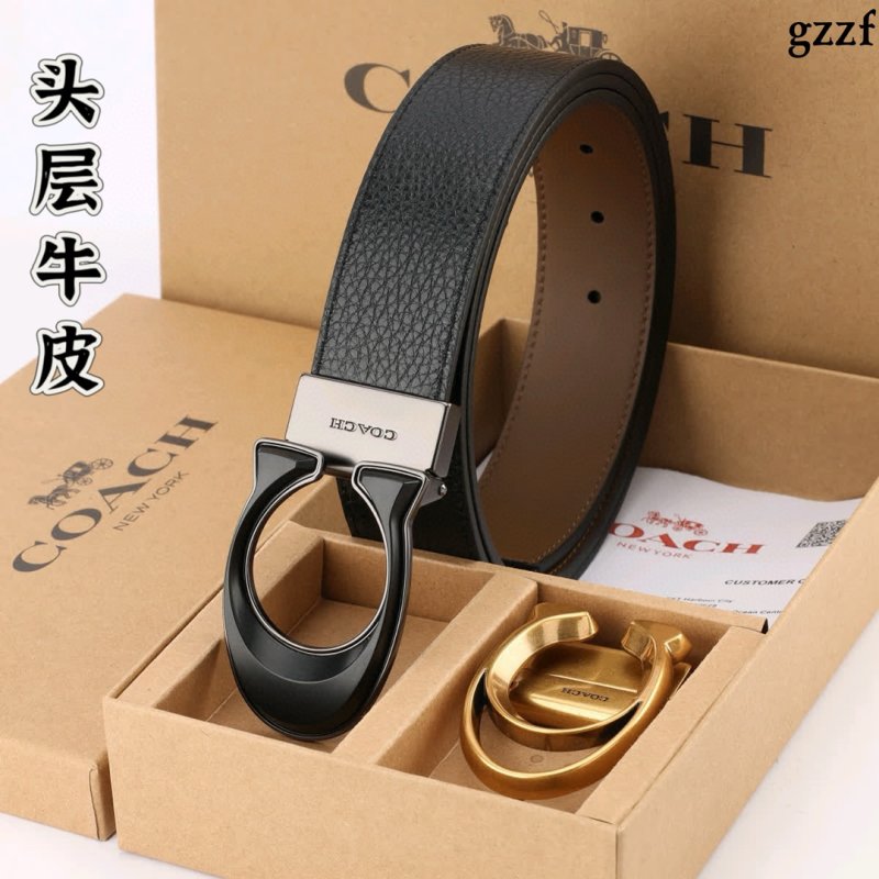 Coach Black Leather Belt with Metal Buckle - 3.8cm Width view