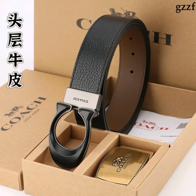 Coach Black Leather Belt with Metal Buckle - 3.8cm Width view