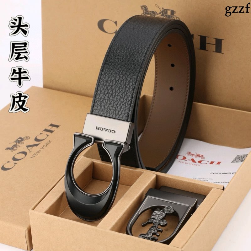 Coach Black Leather Belt with Metal Buckle - 3.8cm Width view
