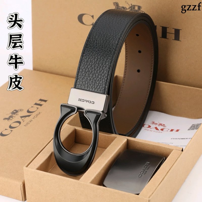 Coach Black Leather Belt with Metal Buckle - 3.8cm Width view
