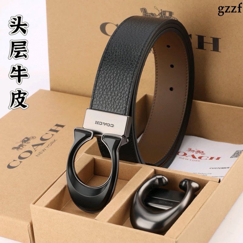 Coach Black Leather Belt with Metal Buckle - 3.8cm Width view