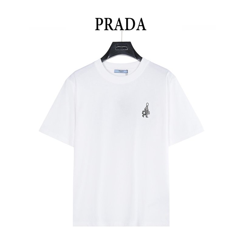 White Short Sleeve T-Shirt with Minimalist Line Graphic Print view