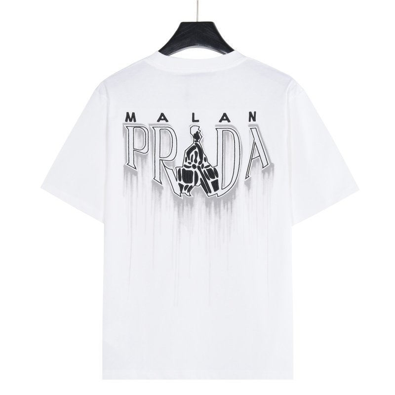 White Short Sleeve T-Shirt with Minimalist Line Graphic Print view