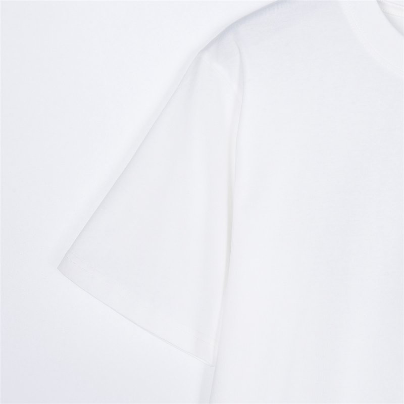 White Short Sleeve T-Shirt with Minimalist Line Graphic Print view