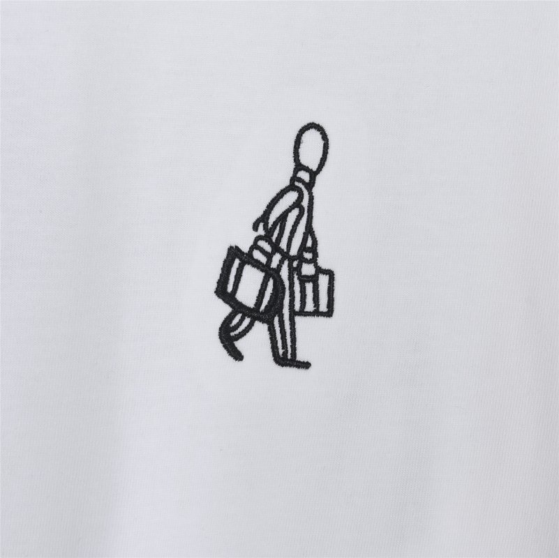 White Short Sleeve T-Shirt with Minimalist Line Graphic Print view