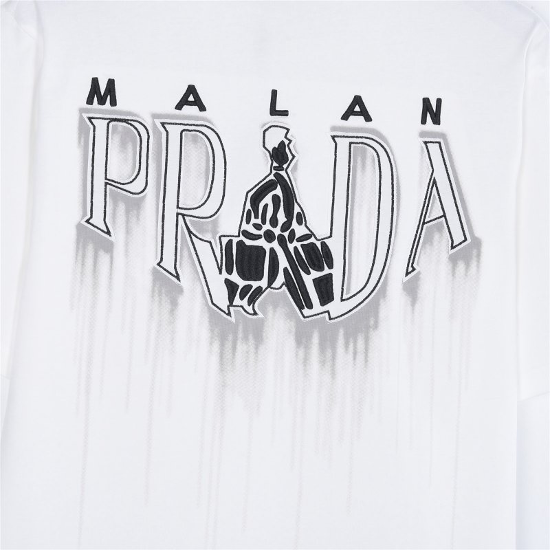 White Short Sleeve T-Shirt with Minimalist Line Graphic Print view