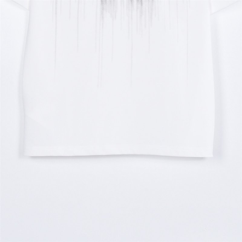 White Short Sleeve T-Shirt with Minimalist Line Graphic Print view