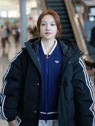 Adidas Black Down Puffer Jacket with White 3-Stripes
