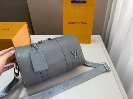 Louis Vuitton Gray Leather Barrel Crossbody Bag