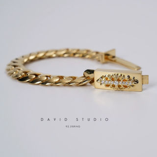 Chrome Hearts Gold Cross Curb Chain Bracelet view 2