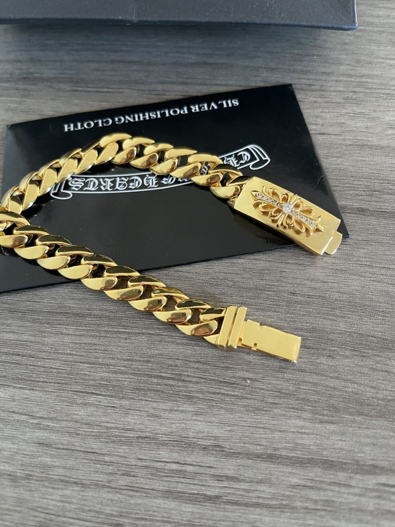 Chrome Hearts Gold Cross Curb Chain Bracelet view