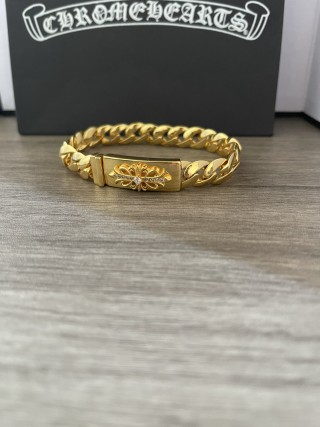 Chrome Hearts Gold Cross Curb Chain Bracelet view 4