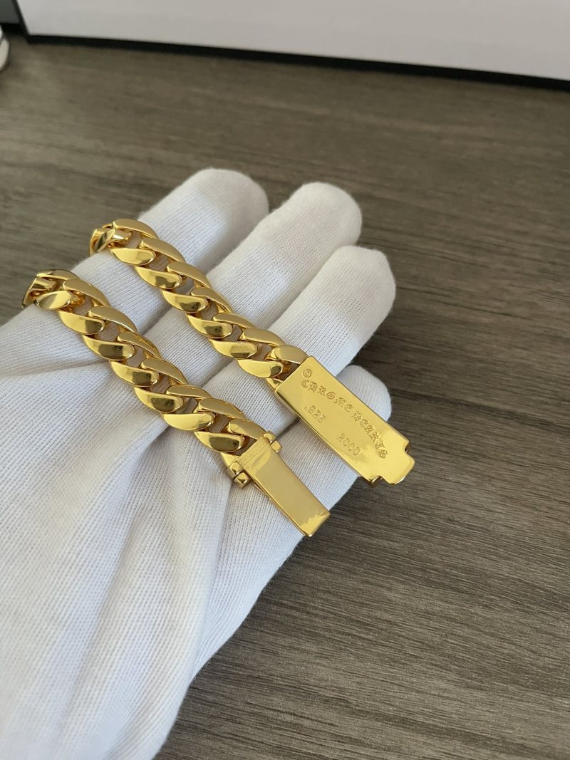 Chrome Hearts Gold Cross Curb Chain Bracelet view