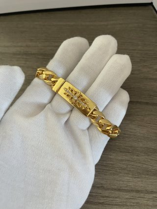 Chrome Hearts Gold Cross Curb Chain Bracelet view 8