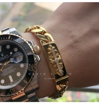 Chrome Hearts Gold Cross Curb Chain Bracelet view 9