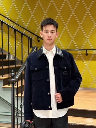 Gucci Black Corduroy Collared Jacket