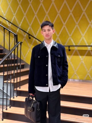 Gucci Black Corduroy Collared Jacket view 3