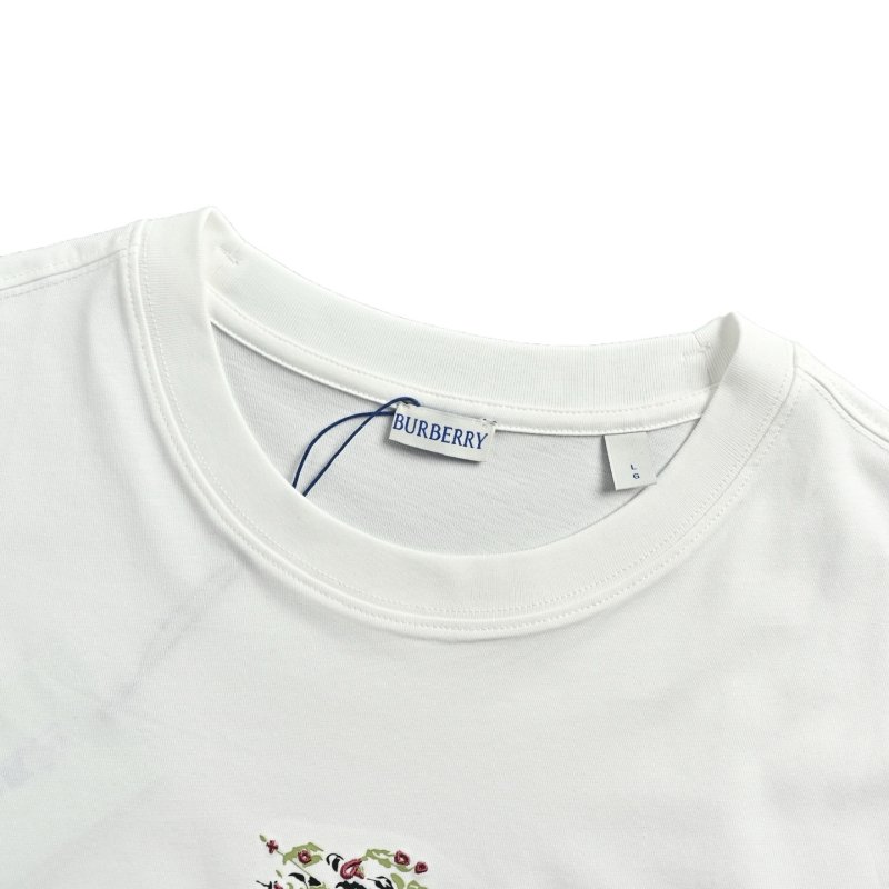 White Embroidered Short Sleeve T-Shirt with Floral Print view