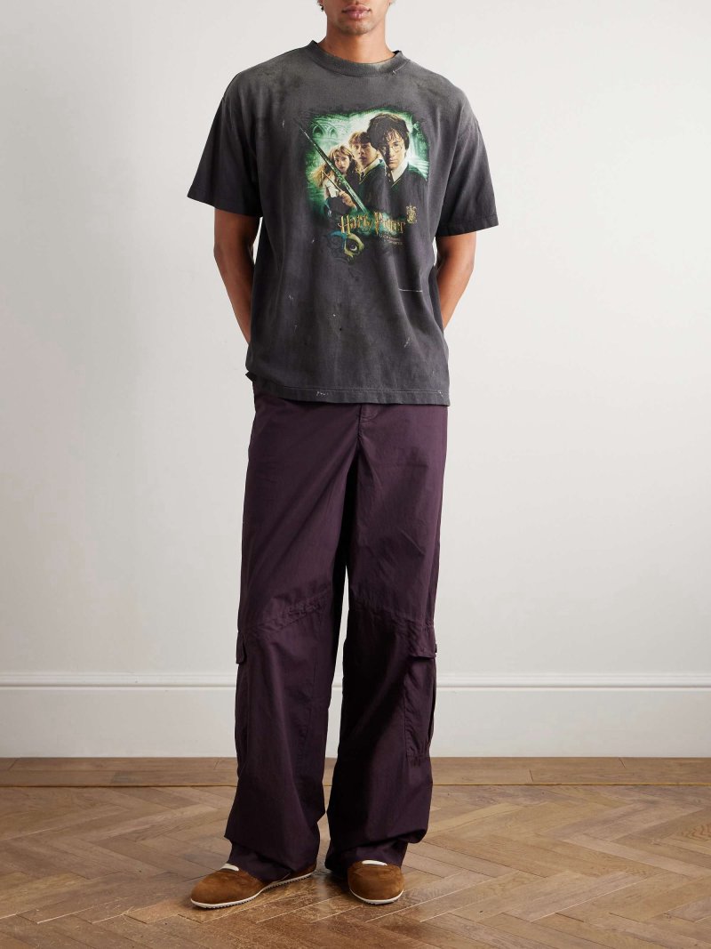 Vintage Graphic Print Charcoal T-Shirt