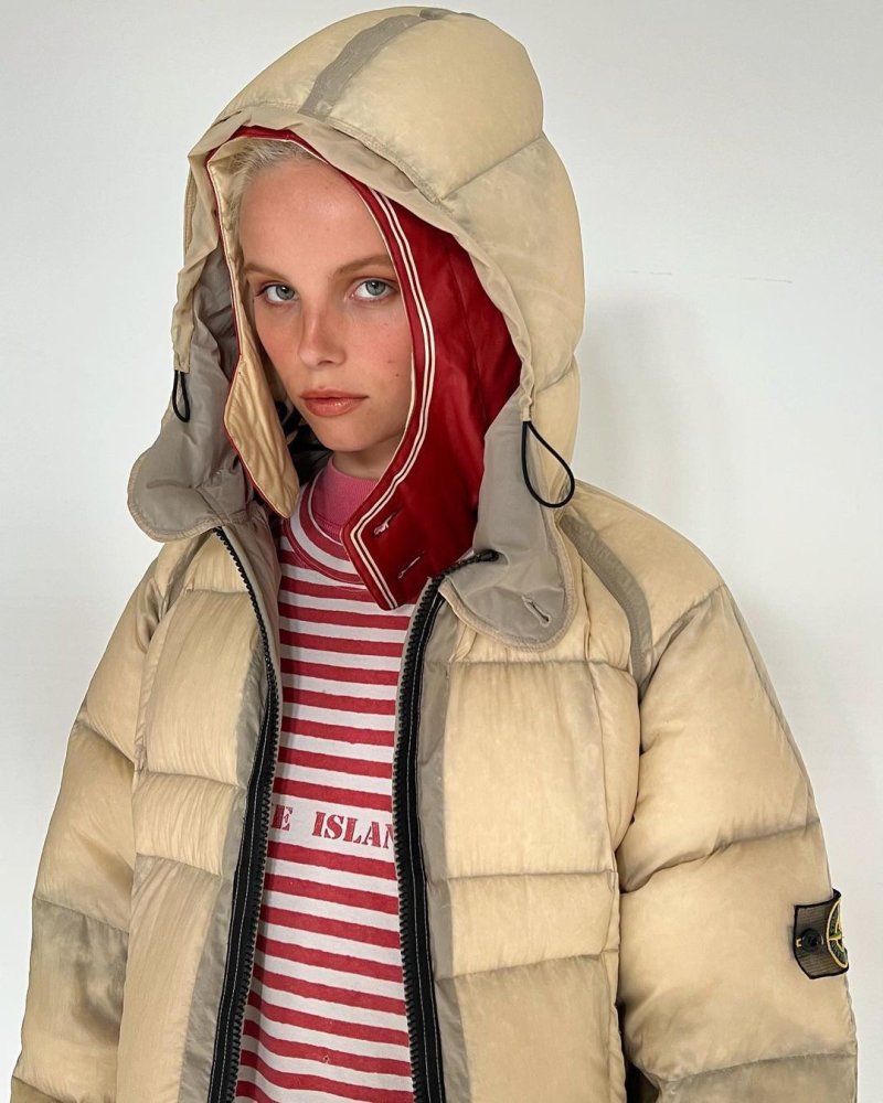 Stone Island Down Jacket Cream with Hood