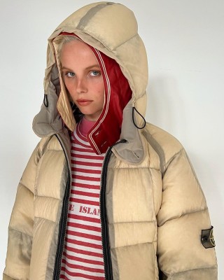 Stone Island Down Jacket Cream with Hood