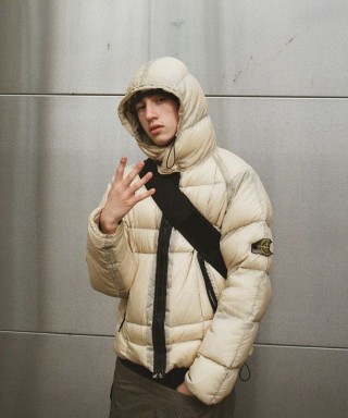 Stone Island Down Jacket Cream with Hood view 2