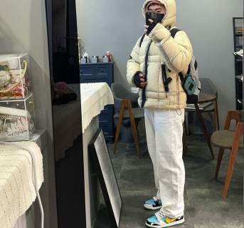 Stone Island Down Jacket Cream with Hood view 6