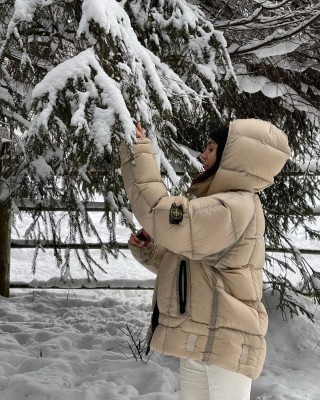 Stone Island Down Jacket Cream with Hood view 7