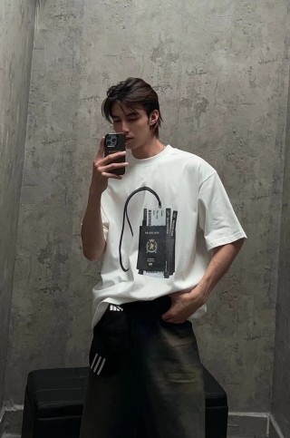 Balenciaga Cassette Tape Print White T-Shirt
