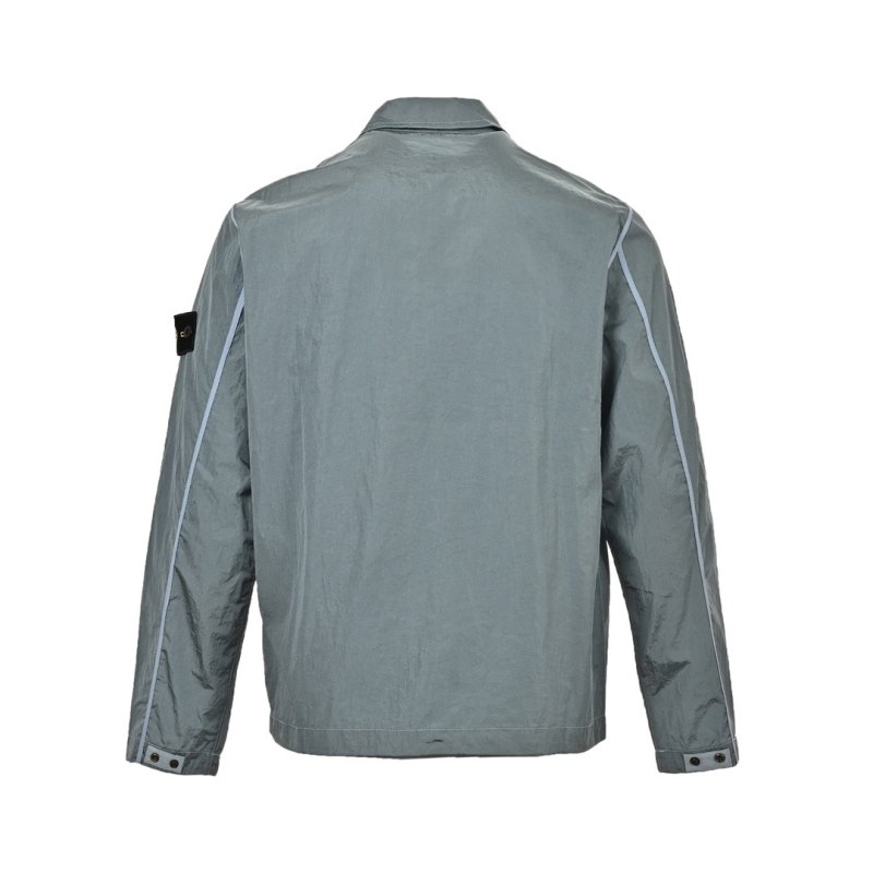 Stone Island Grey Nylon Zip Jacket with Removable Patch view