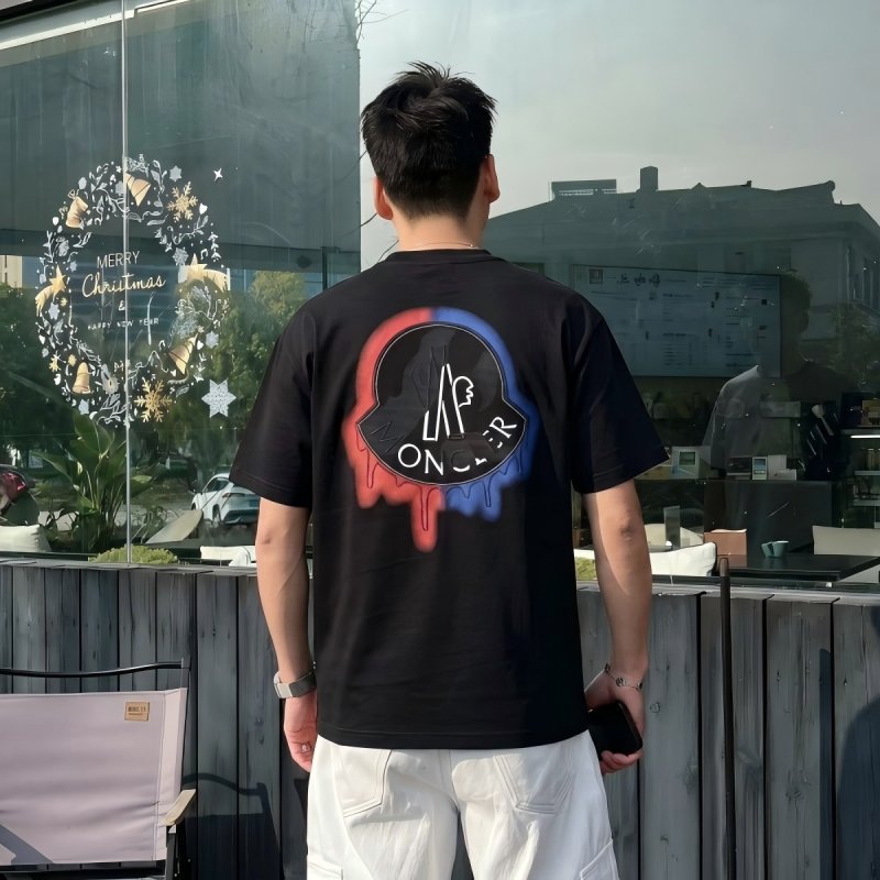 Black Crew Neck Short Sleeve T-Shirt with Red Embroidered Logo view