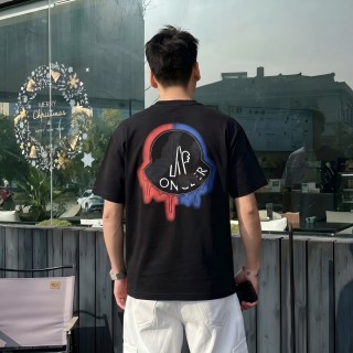 Black Crew Neck Short Sleeve T-Shirt with Red Embroidered Logo view 2