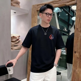 Black Crew Neck Short Sleeve T-Shirt with Red Embroidered Logo view 4